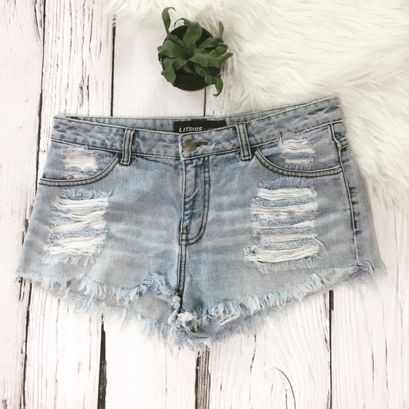 BOGO 1/2 OFF | Destroyed CutOff Denim Shorts EUC - Picture 1 of 6